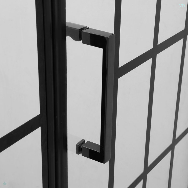 Porte de douche l 34 po x H 72 po Porte de douche pivotante sans cadre avec motif en verre, entrée ouverte