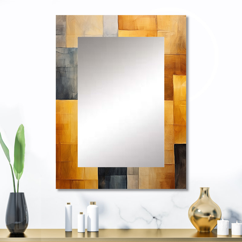 Topaz Tessellation - miroir de formes abstraites, miroir mural moderne unique, impression d'art en métal, 32 po x 24 po