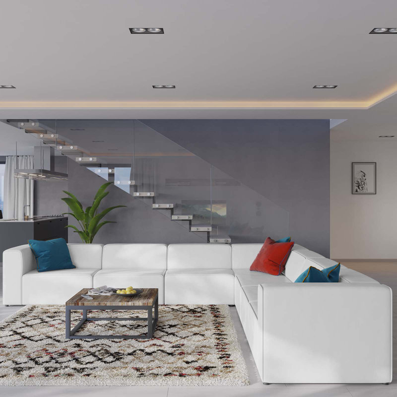 Canapé modulaire en cuir 7 pièces Mingle, Simili cuir blanc