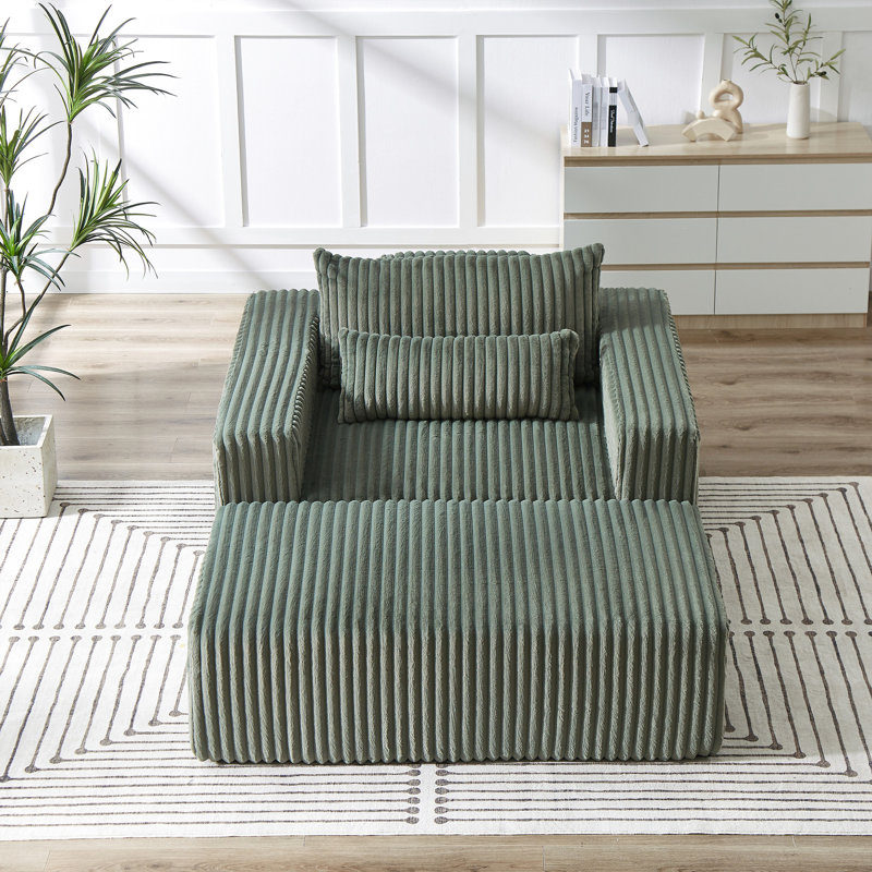 Fauteuil en velours côtelé de 75 pouces avec repose-pieds amovible, aucun assemblage requis, canapé-lit moderne moelleux pour le salon et la chambre à coucher, article d'armée requis Fauteuil inclinable en éponge, élément saillant