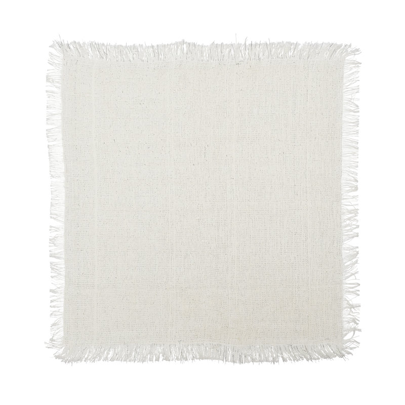 Fringe Linen Napkin, White/Silver