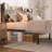 Modern Metal Platform Bed with Linen-Upholstered Storage Headboard & Open Bookcase Shelves – High Leg Design-1829408827-1850940769