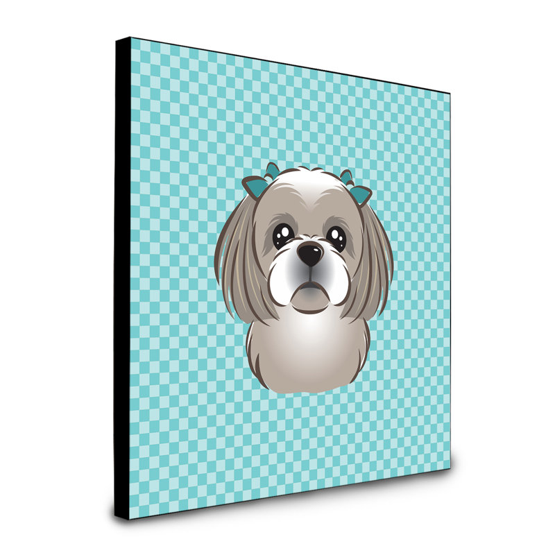 Panneau mural d’art Dungorbery, bleu, Shih Tzu Gris