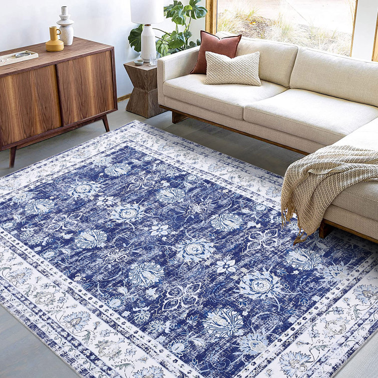 Machine Washable Rugs Oriental Floral Area Rug for Living Room Bedrooms Non Slip Rugs for Playroom Office Kitchen