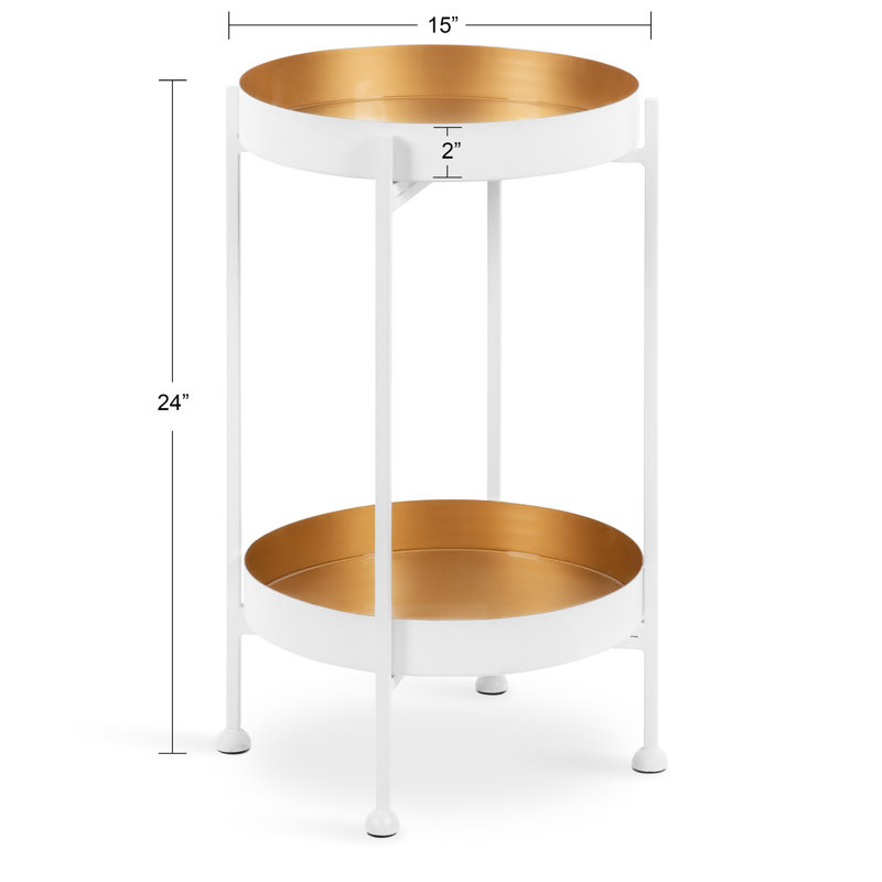 Antonne End Table, White, Gold