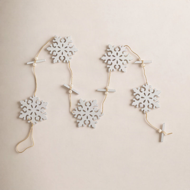 Guirlande de Noël flocons de neige 4 'sur corde de jute