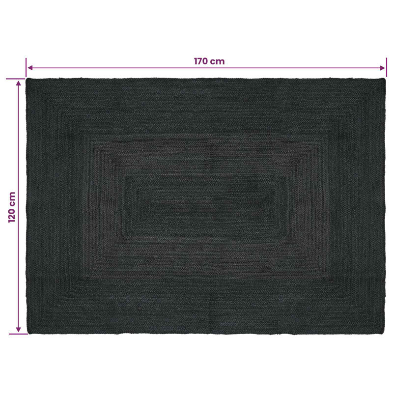 Solid Colour Hand Braided Area Rug, Rectangle 120 x 170 cm