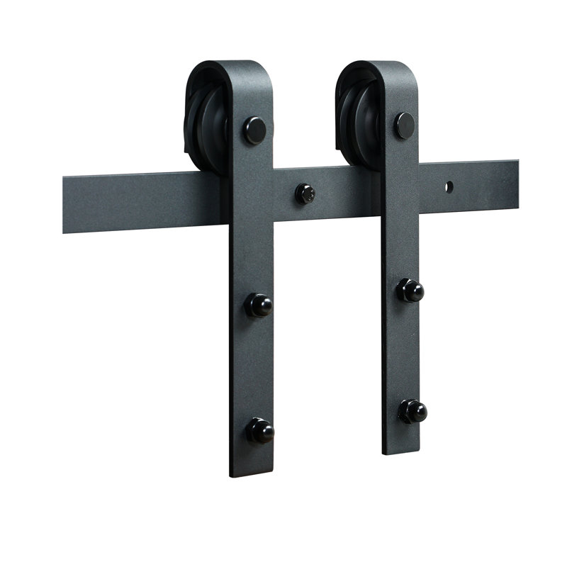8FT Black Carbon Steel Sliding Barn Door Hardware Kit