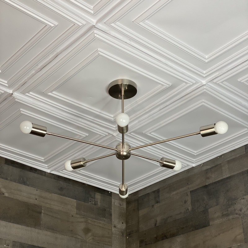 Grand lustre moderne Griggsville, Nickel brossé