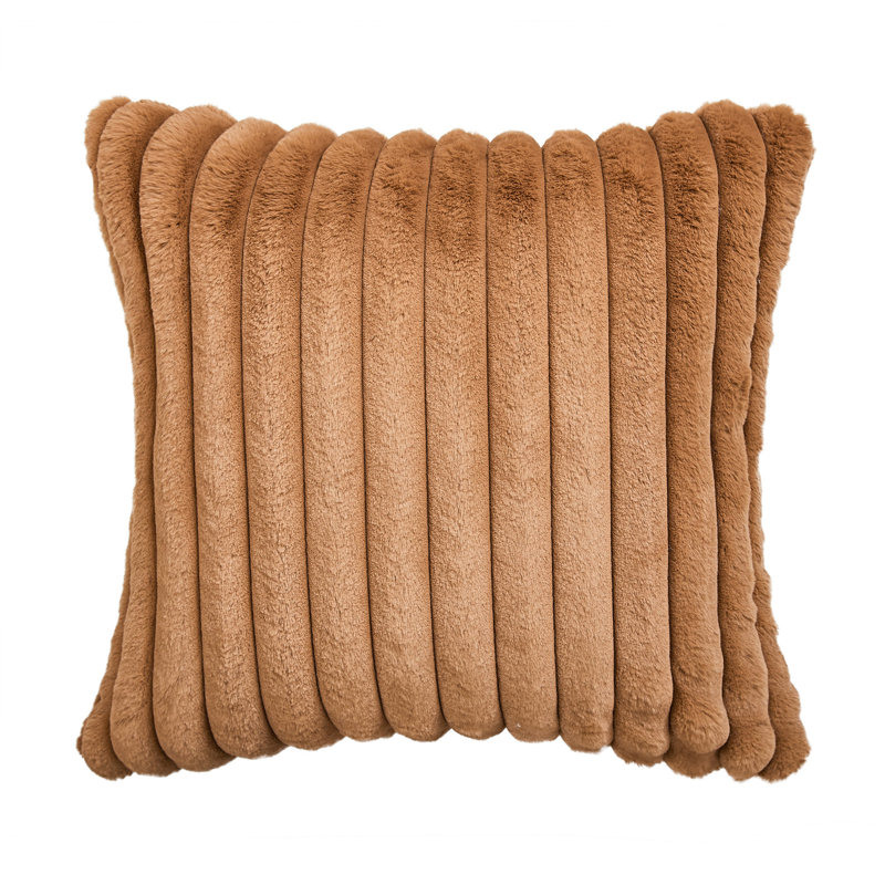 Faux Fur Reversible Throw Pillow, Brown, 20"H x 20"W