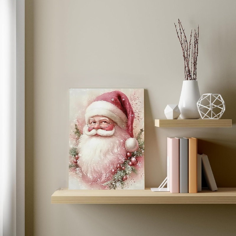 Décoration de Noël rose / cadeau / thème du père Noël rose, art mural sans cadre, 16 x 20