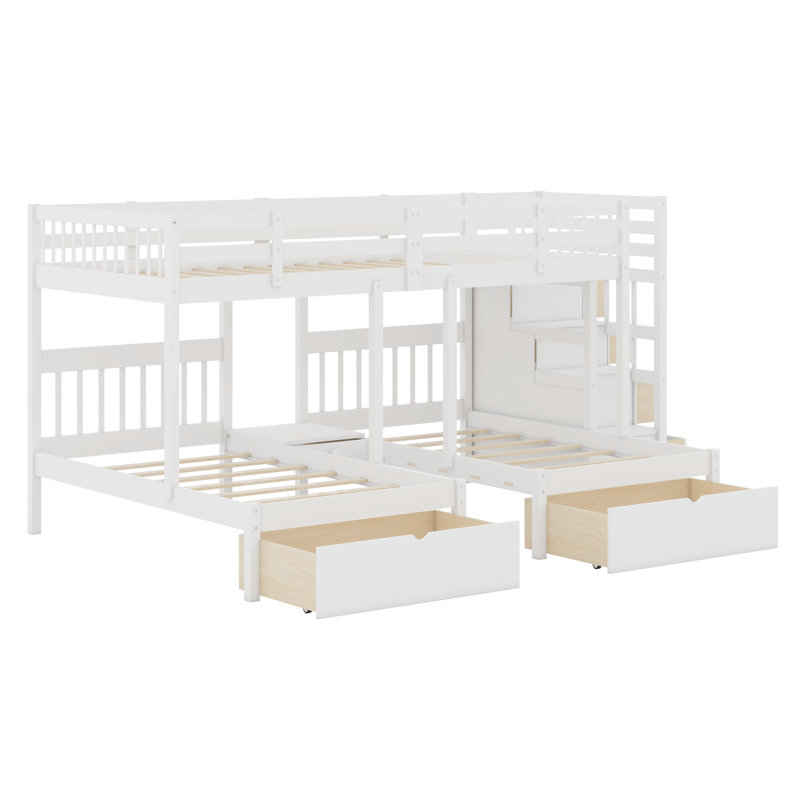 Wood Triple Bunk Bed, White