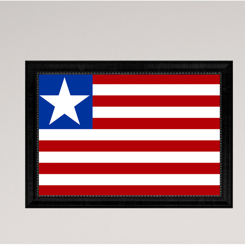 « liberia country flag », impression sur toile encadrée, H 21 po x l 30 po x P 1 po, Encadrement noir
