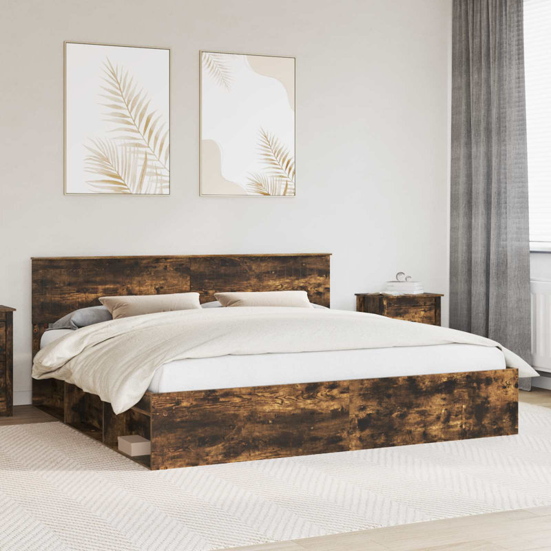 Solid Wood Bed Frame, Super King (6'), Smoked Oak