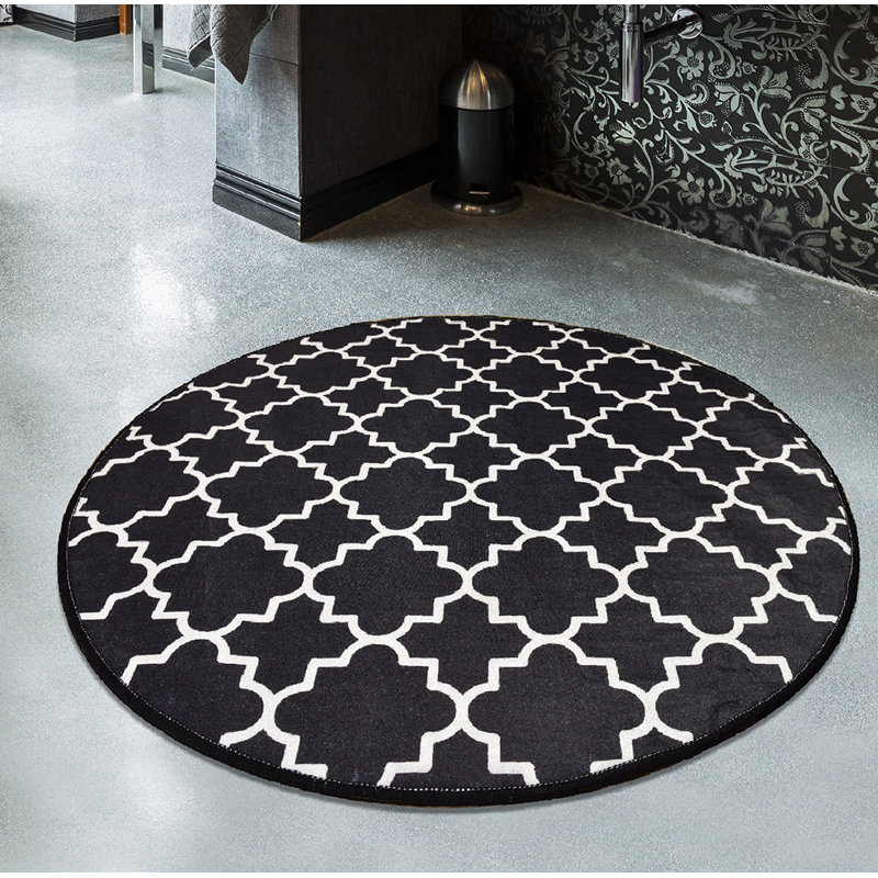 Round Booneville Geometric Shag 100cm X 100cm Area Rug