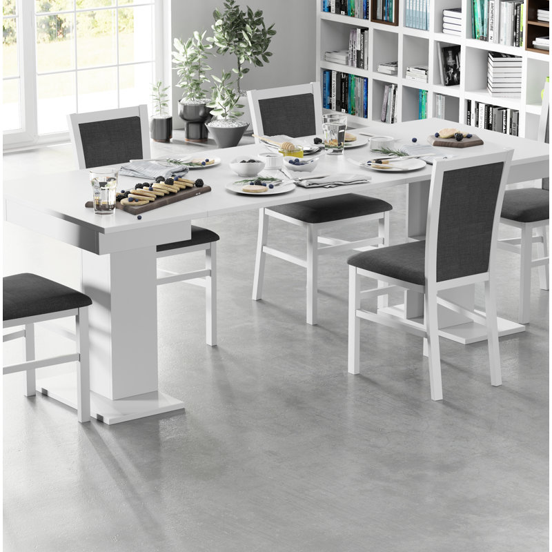 Ringler Extendable Rectangular Dining Table, White Matt