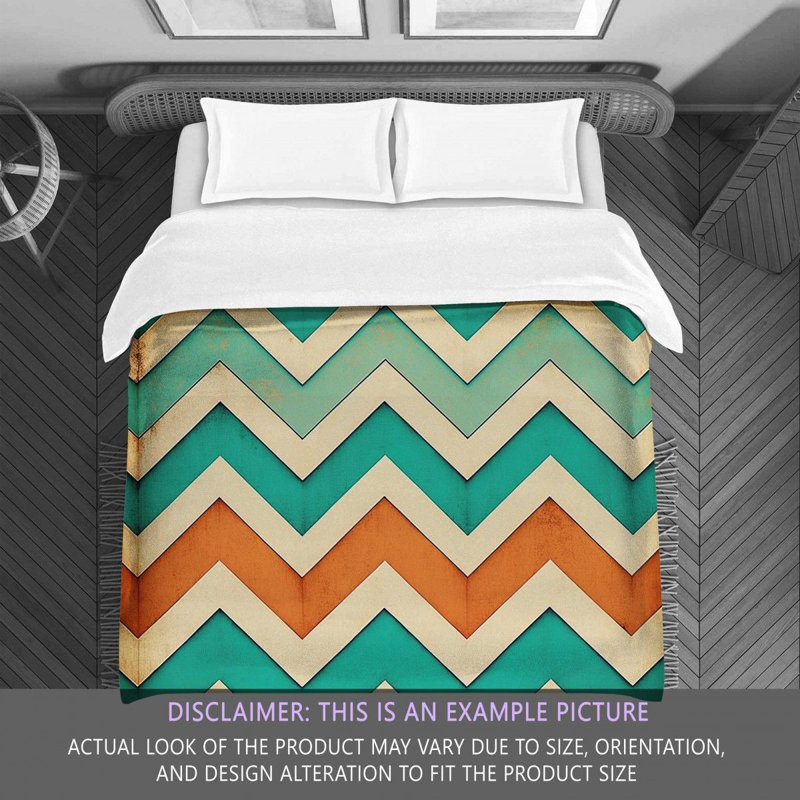 Chevron Comforter, Queen Comforter, Orange/Turquoise