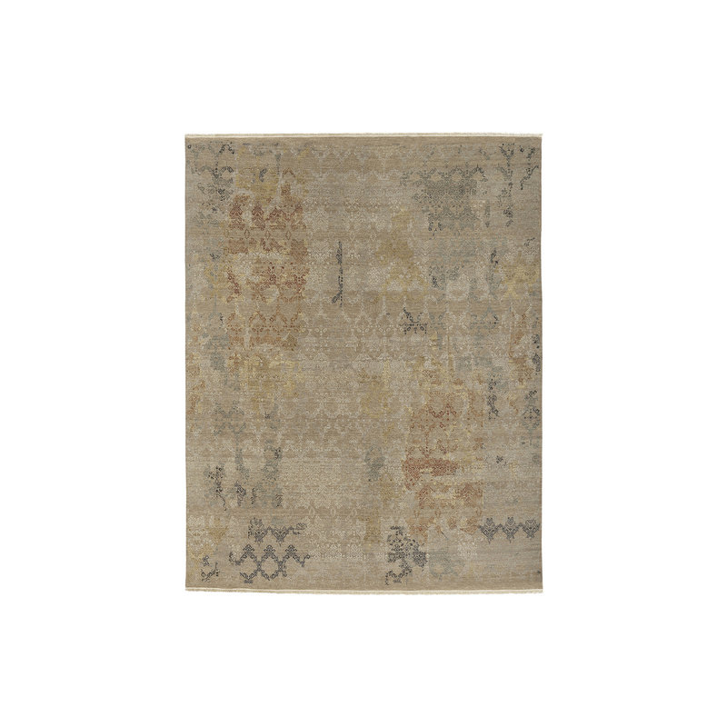 Tapis décoratif kaki noué à la main Soma, Rectangulaire 2 pi x 3 pi