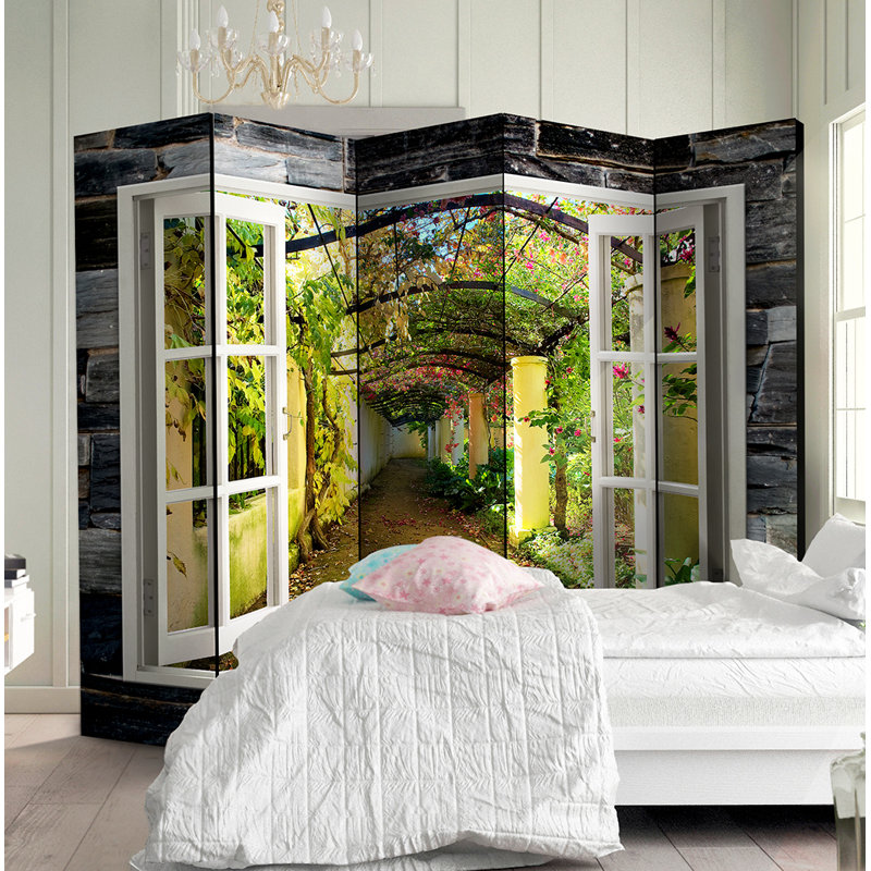 Choual Solid Wood Folding Room Divider, 5