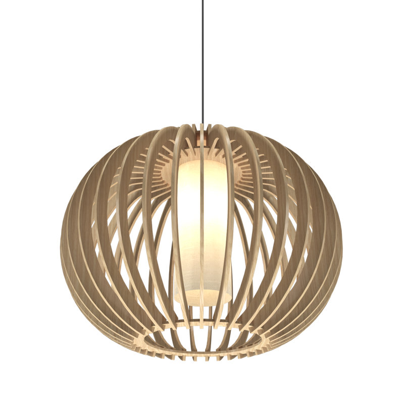 Lustre sphérique unique à 1 lumière, H 14,57 po x l 18,7 po x P 18,7 po, Blanc organique
