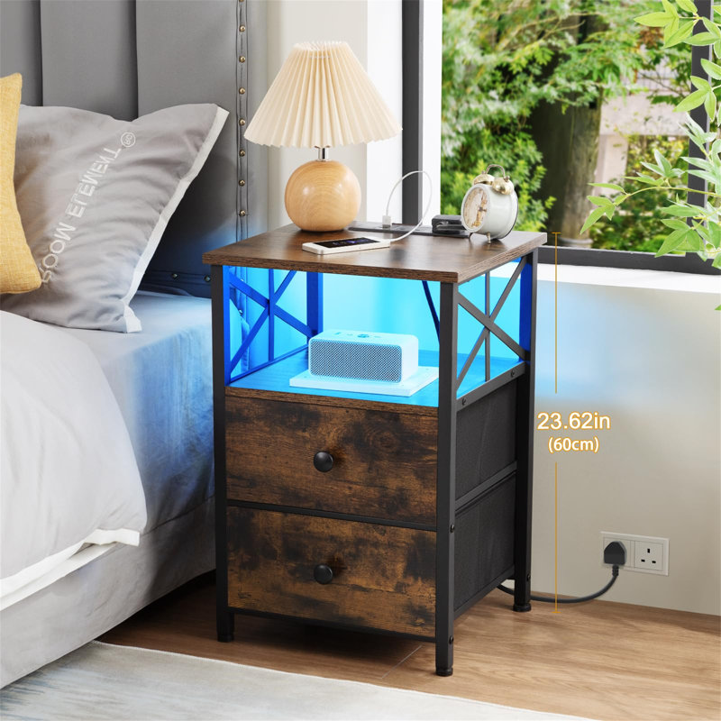 40cm W Metal Bedside Table