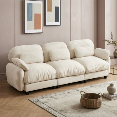 Canapé 3 places en chenille avec assise profonde et coussin lombaire