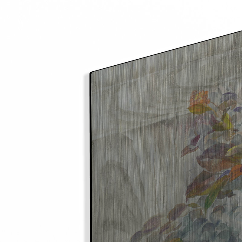 «Rustic Florals White» par Danhui Nai, art mural en métal, H 36 po x l 36 po