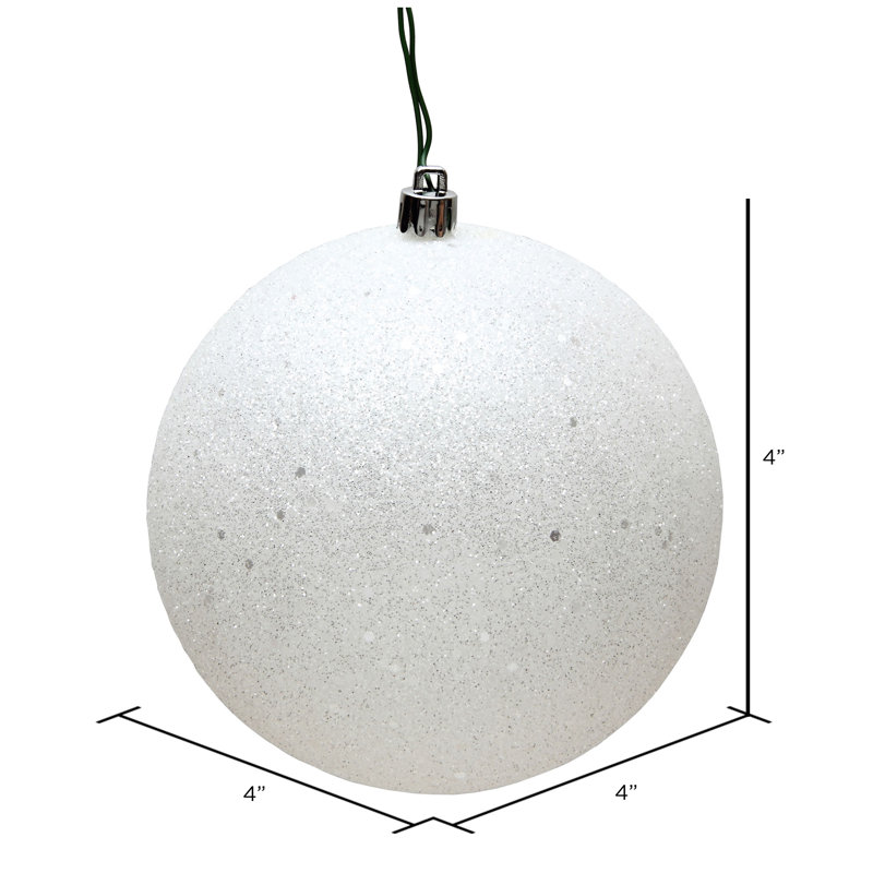 Ornement boule 4 po, Paillettes blanches