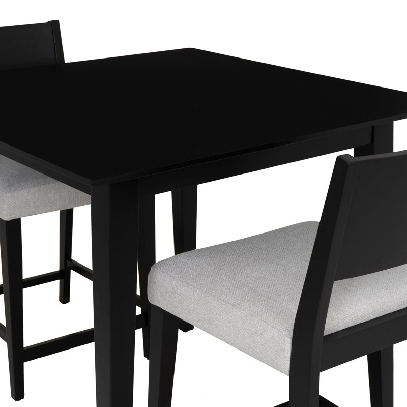 Aniek 3PC Upholstered Counter Set Black