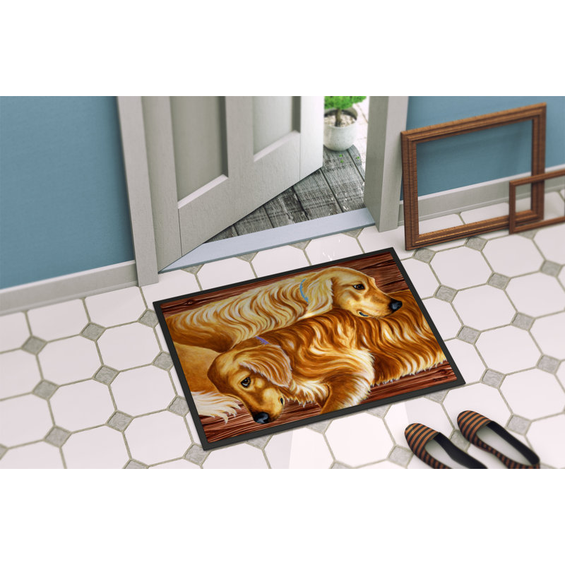 Tapis d'extérieur antidérapant Zeus and Chloie the Golden Retriever, Rectangle 2 pi x 3 pi
