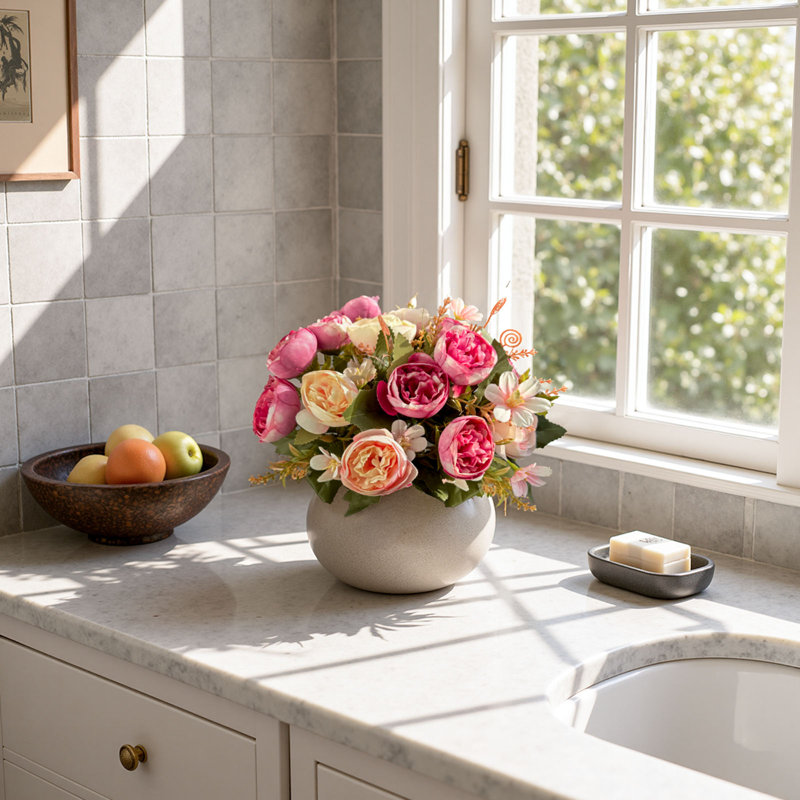 Arrangement de fausses pivoines (ensemble de 3), Rose