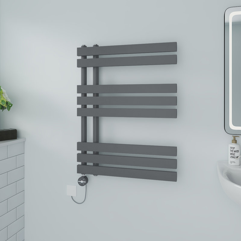 Cashtin Designer Towel Rail Heated Towel Rails, 80cm H x 60cm W x 7.35cm D, Anthracite