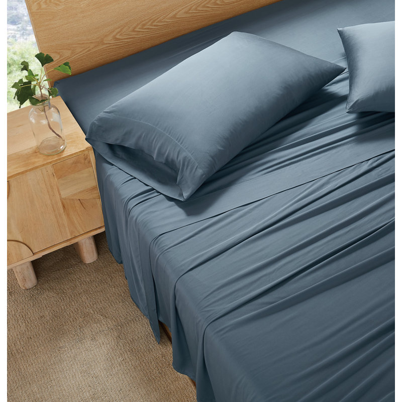 Frye 300 Thread Count Bamboo Sheet Set, Queen Sheet Set, Dark Blue
