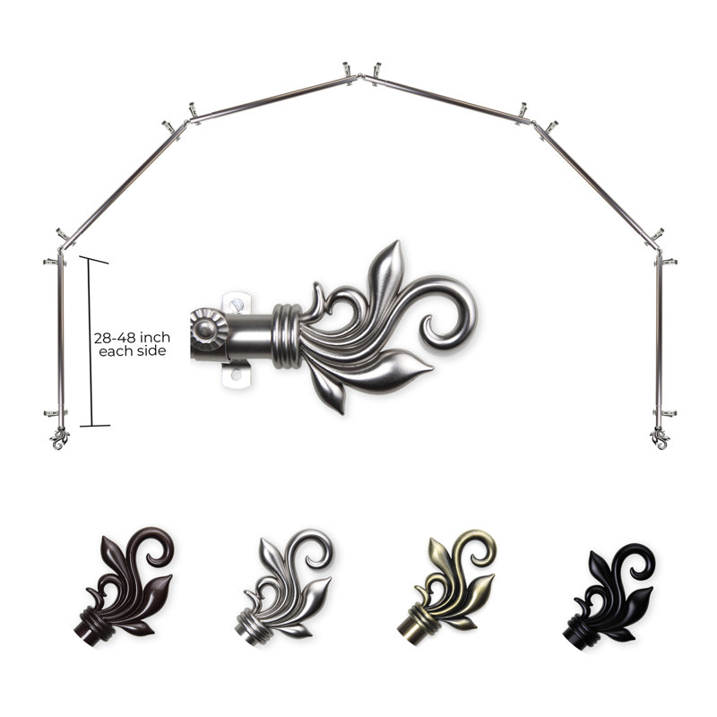 Ensemble de quincaillerie à rideaux simple &-side bay Rexford, Nickel satiné, 28 à 48 po (de chaque côté)