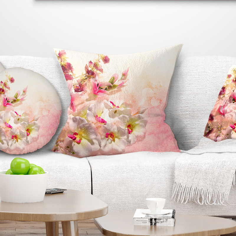 Coussin floral bouquet de fleurs, 18 po x 18 po, Coussin décoratif