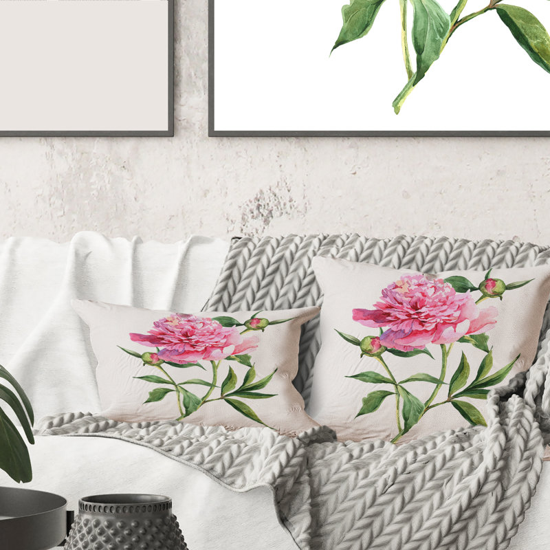 Pivoines roses rétro - imprimé traditionnel, 18" x 18"