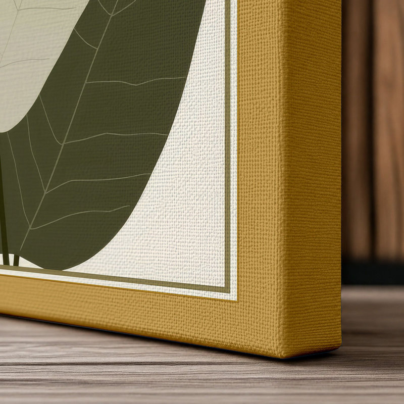 Clustered Leaves Botanical - Wrapped Canvas, 24x16 - 61.0 x 40.6 cm, Ochre Border