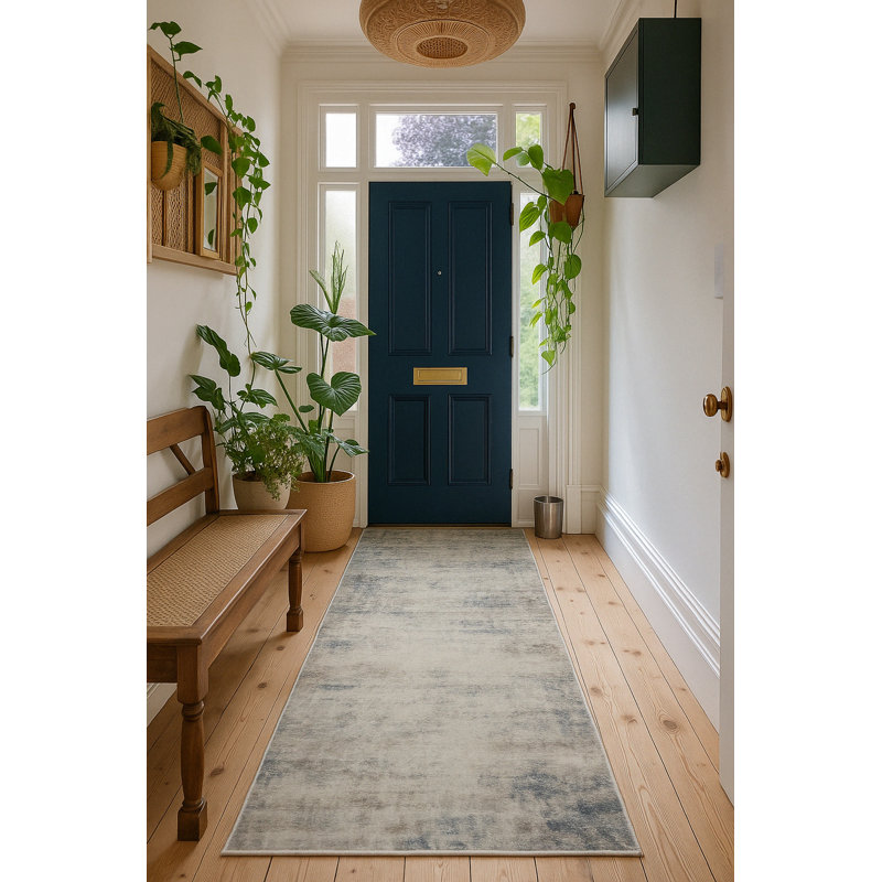Rug Branch Maru 2' x 10' (2'3" x 10')  Blue/Navy Abstract Indoor Runner Rug, Contemporary, Low Pile, Stain-Resistant Hallway Carpet - Entryway, Mudroom, Bedroom, and Kitchen