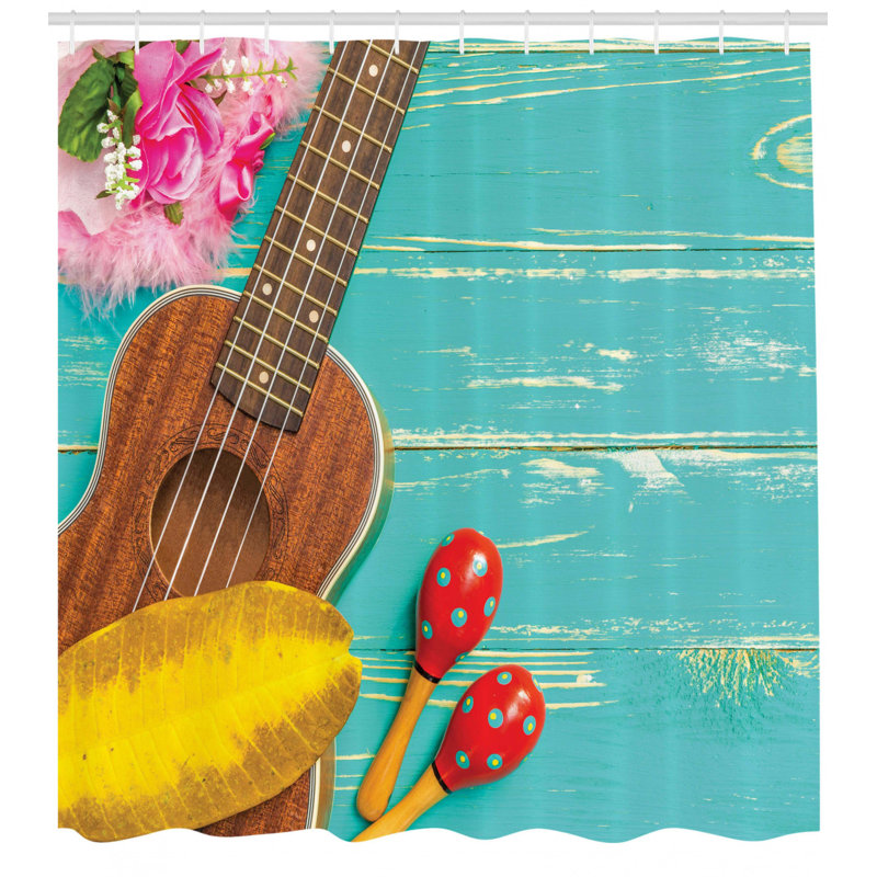 Ensemble de rideau de douche musical et crochets, H 69 po x l 105 po