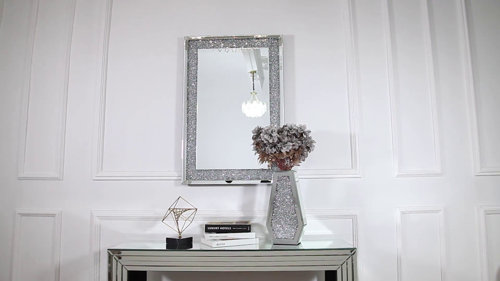 Hand crafted rhinestone glam wall mirror set of 2 or Pillar candle holder