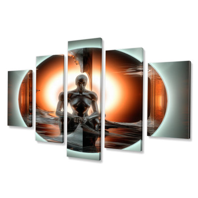 A.I. Sci-Fi Dreams Of Singularity I - Robot Wall Art Living Room - 5 Panels