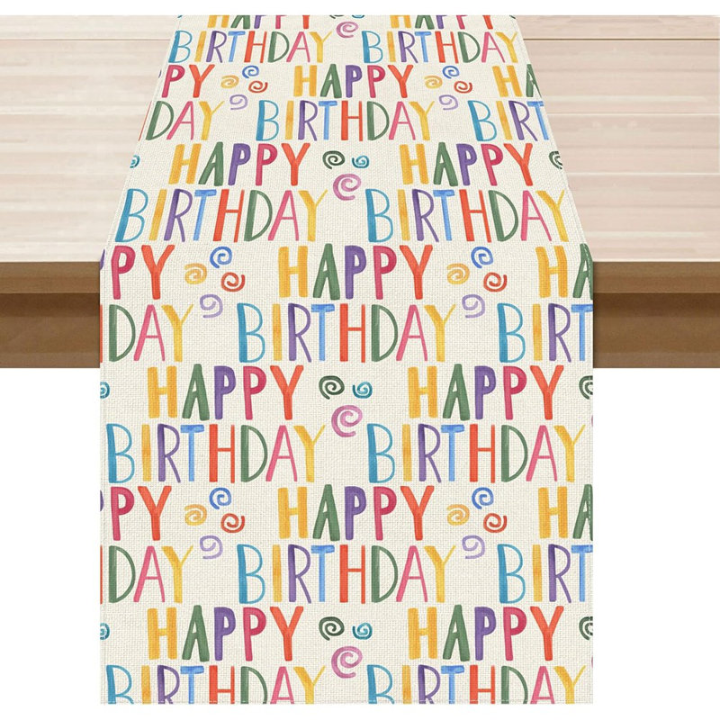 Colorful Balloons Confetti Stars Table Runner Bur...