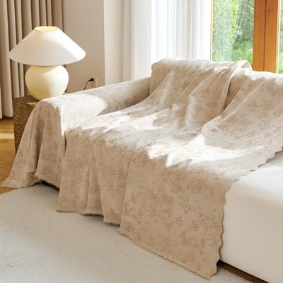 Cream-Style Sofa Cover Throw, All-Season