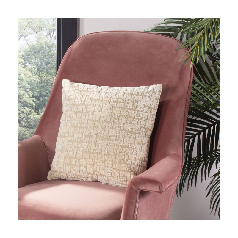 Adelia Beige and Gray Textured Square Throw Pillow