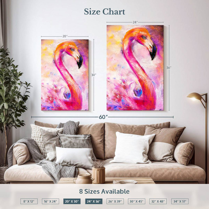 Brampt Pastel Pink Flamingo, 36" H x 24" W