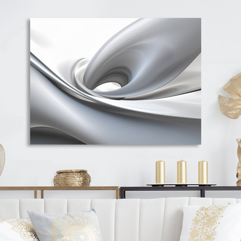 Abstraction contemplative sur fond blanc blanc gris, H 12 po x l 20 po x P 1 po