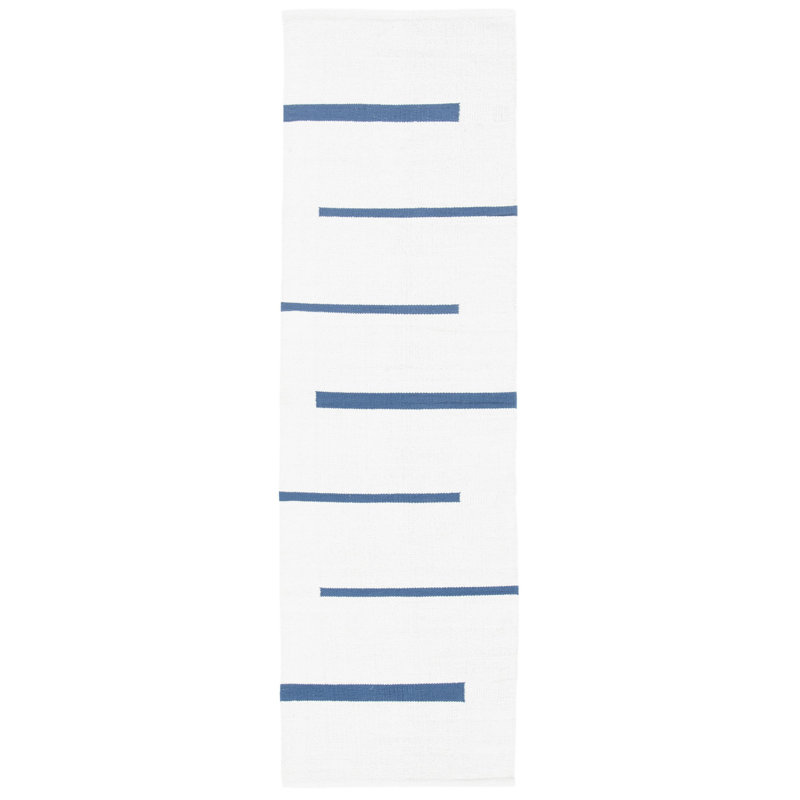 Estrellita Hand-Woven Cotton Striped Flatweave Area Rug, Runner 2'3" x 8'