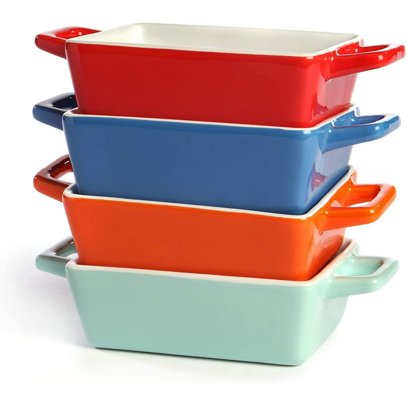 17 Stories Khaulah Rectangle Stoneware 4 Piece Casserole Bakeware Set