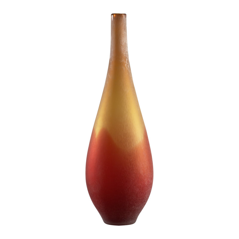 Vizio Ceramic / Porcelain Table Vase, 13.75" H x 9" W x 9" D, Yellow/Orange