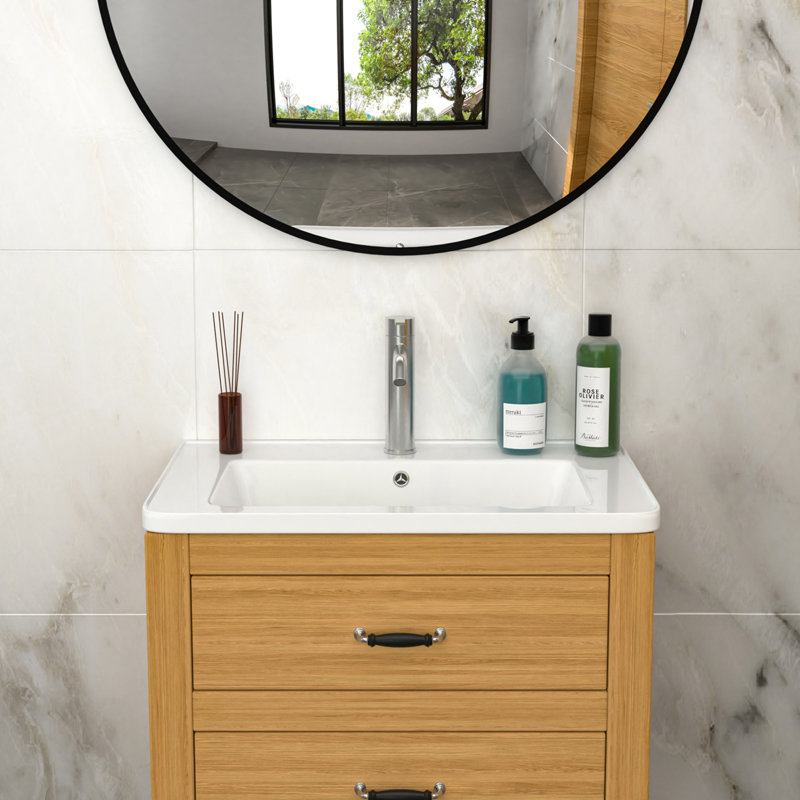 Plateau de meuble-lavabo simple blanc 28 po x 19 po avec 1 trou de robinet et trop-plein (lavabo seulement)